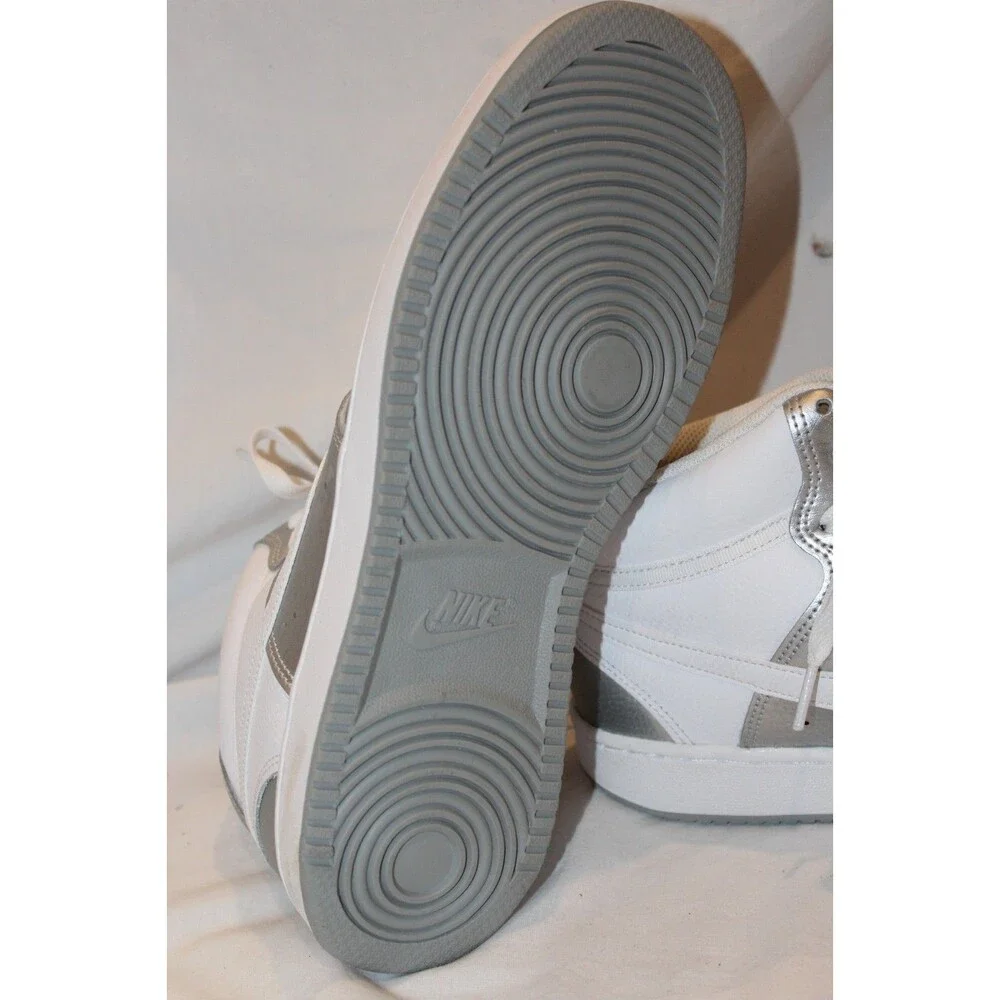 Nike‎ Court Vision Mid Men's Basketball Shoes WHITE SILVER NWOB SZ 11